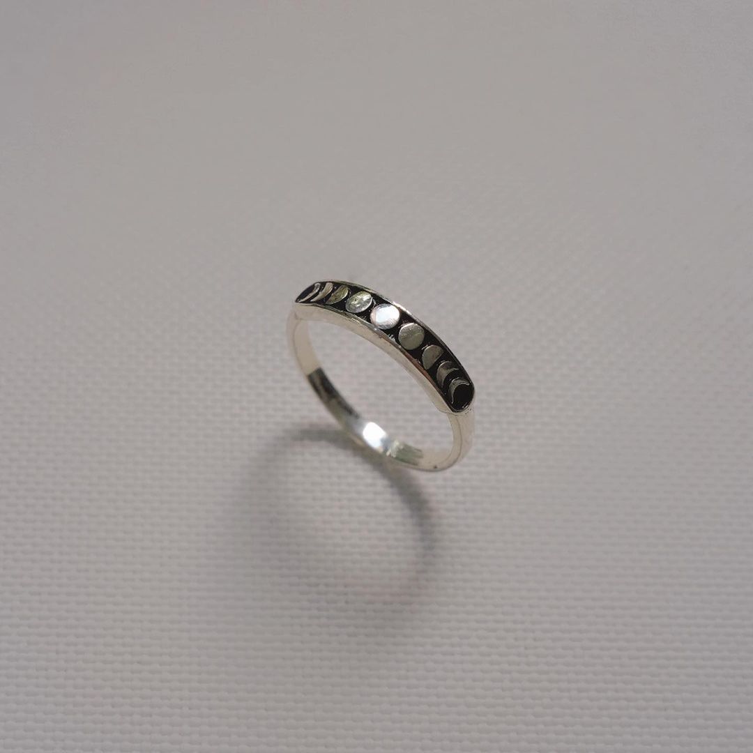 Moon Phase Silver Ring